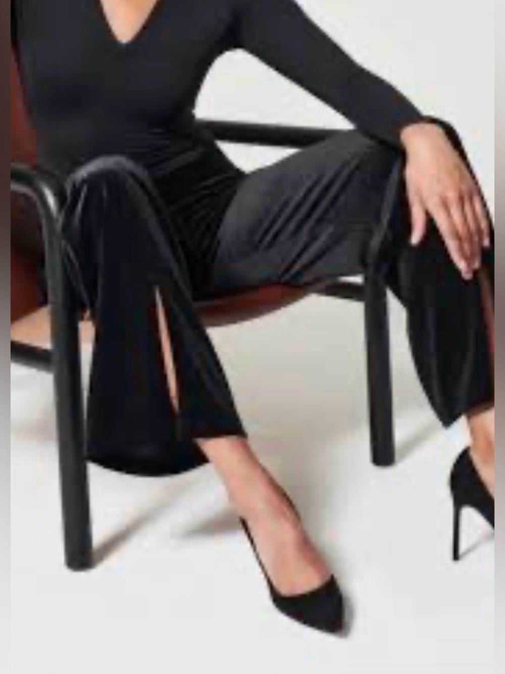 Spanx Velvet Split Hem Wide Leg Pants Large